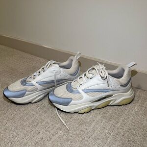 Christian Dior Mens B22 White Silver Designer Sneakers